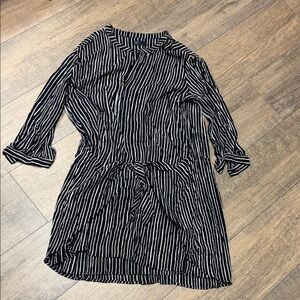GAP Black and White Striped Long Sleeve Dress Wrap Detail Skirt